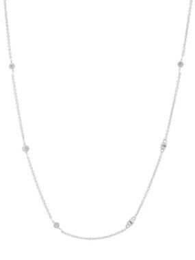 FREIDA ROTHMAN Bezel Set Station Necklace 36" Silver NWT $395 MSRP